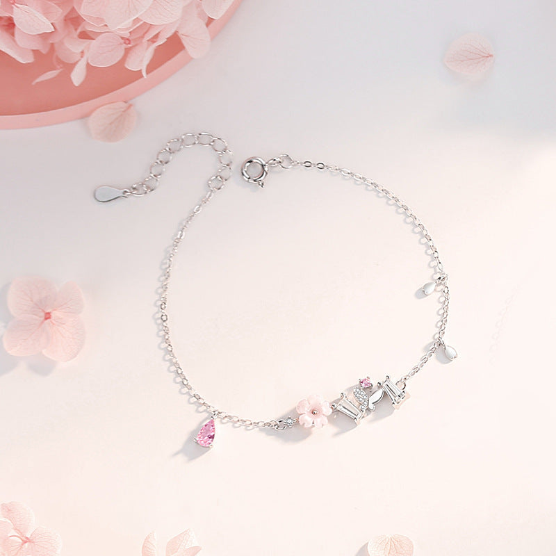 Brățară de flori Femeie 925 Sterling Silver Mori Floare Floare Sweet Girly Dream Bijuterii de mână