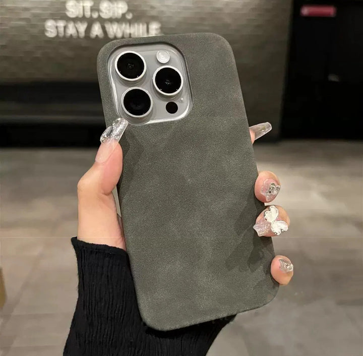 New High-grade Solid Color Suede Phone Case