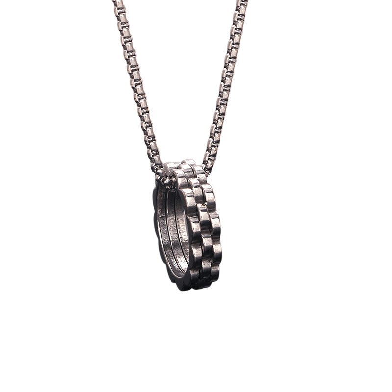 Fashion Stainless Steel Mountain Ring Necklace