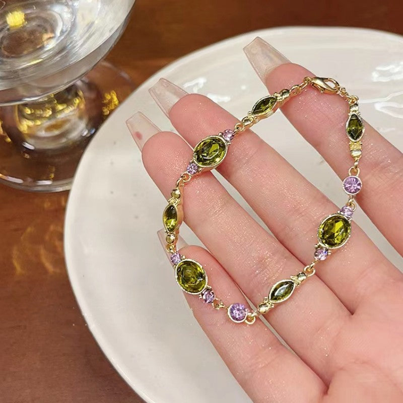 Women's Exquisite Green Rhinestone Bracelet