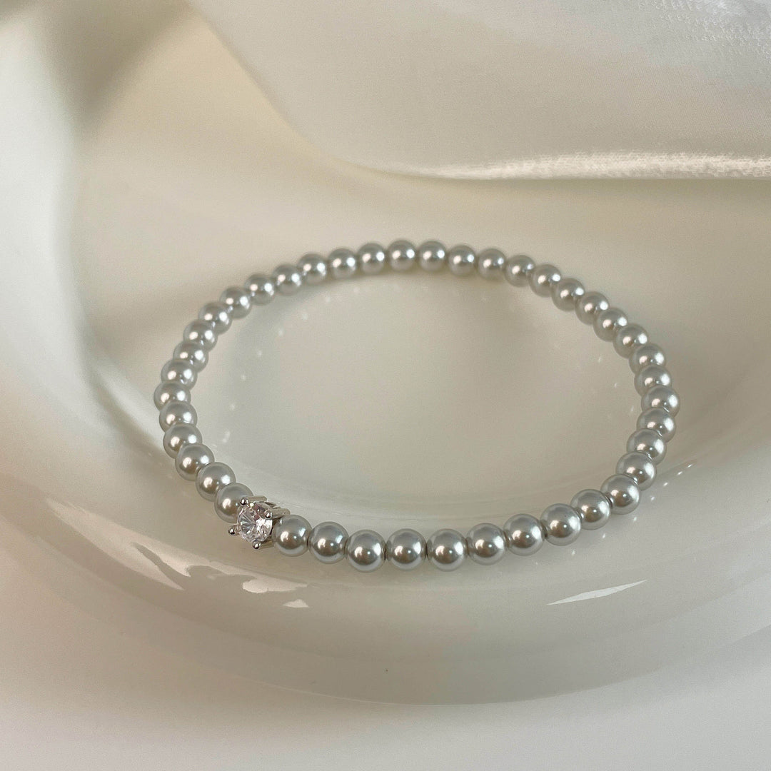 Perfect Circle Pearl Bracelet Female SilverZirconium