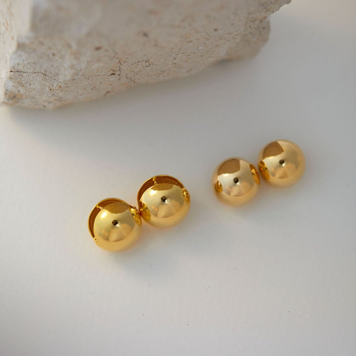 Golden Ball Stud Earrings Women's Design Sense