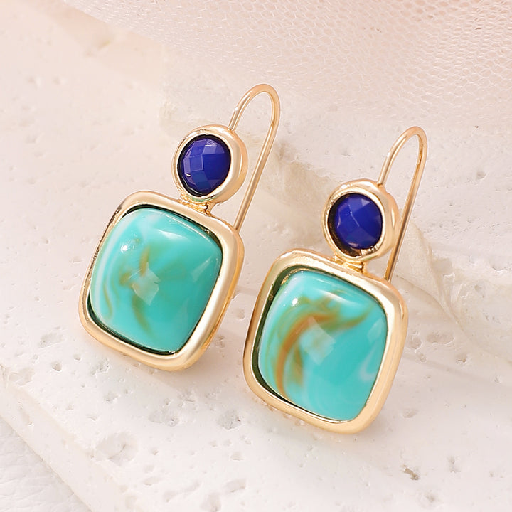 Simple Geometric Square Turquoise Earrings For Women