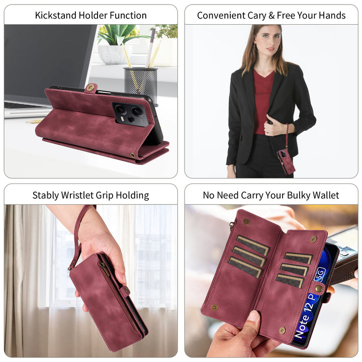 Zipper Leather Case Phone Case Multifunctional Protective Cover