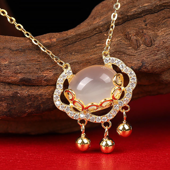 925 Silver Auspicious Clouds Ruyi Safety Lock Necklace