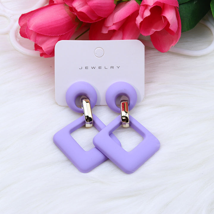 Summer Beach Colorful Fashion Earrings Diamond Hollow Ear Stud Acrylic