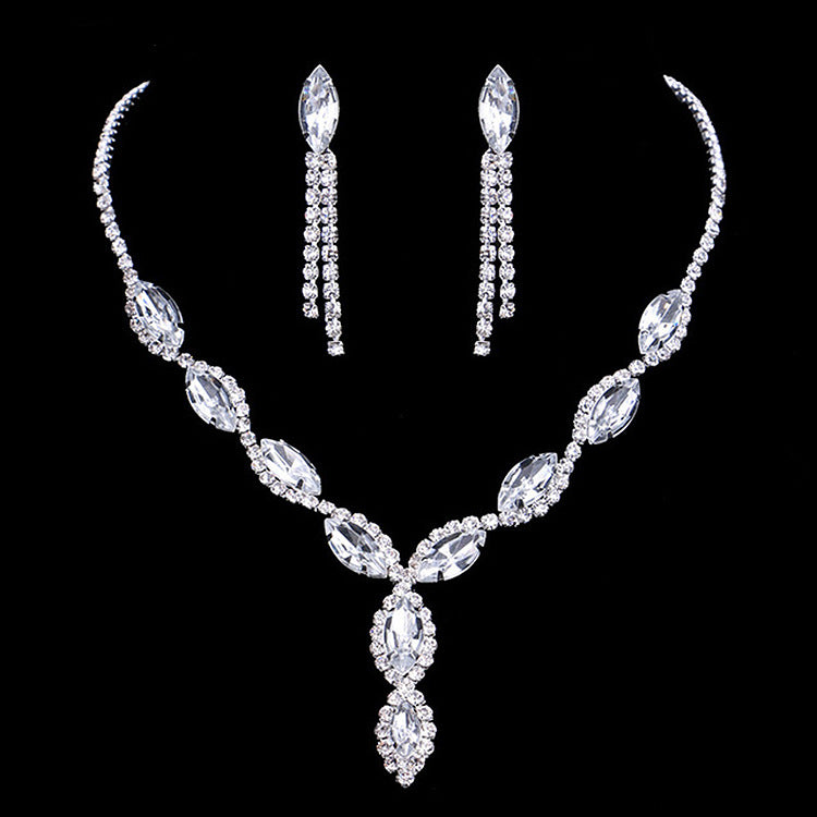 Fashion Bright Full Rhinestone Zircon Water Drop Necklace