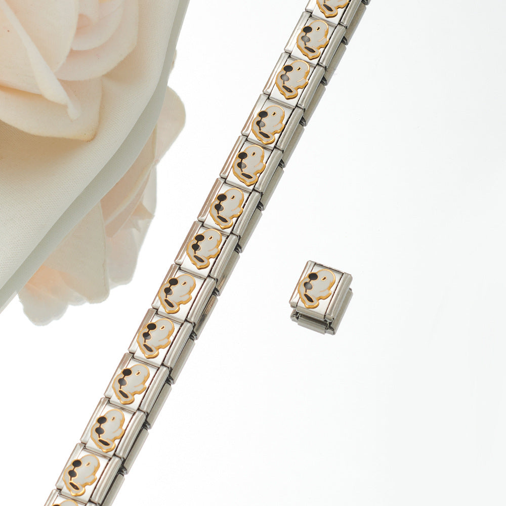 Stainless Steel Plated 18K Module Combination Bracelet