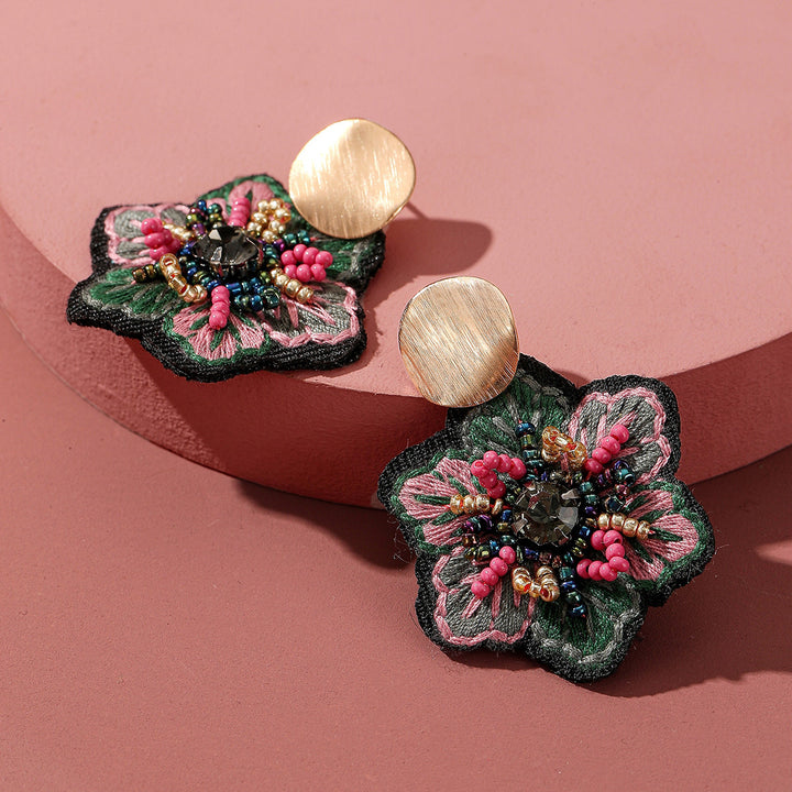 Handmade Embroidery Bead Earrings Creative