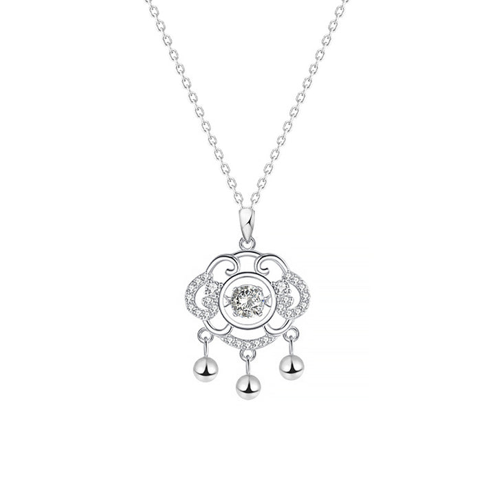 S925 Sterling Silver Lock Of Safeness And Luck Necklace Female Bell Smart Clavicle Chain