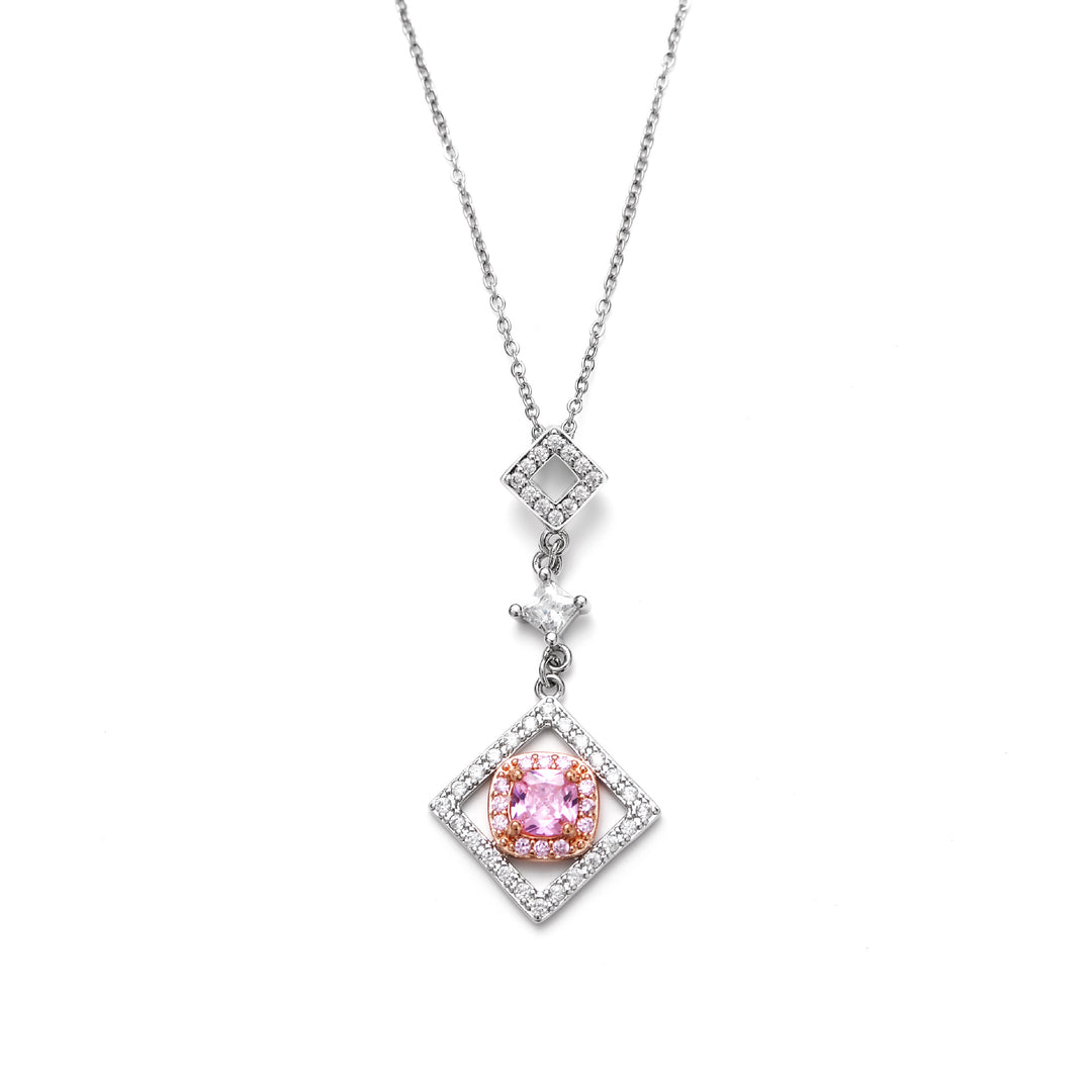 Square Diamond Pendant Necklace For Women Elegant