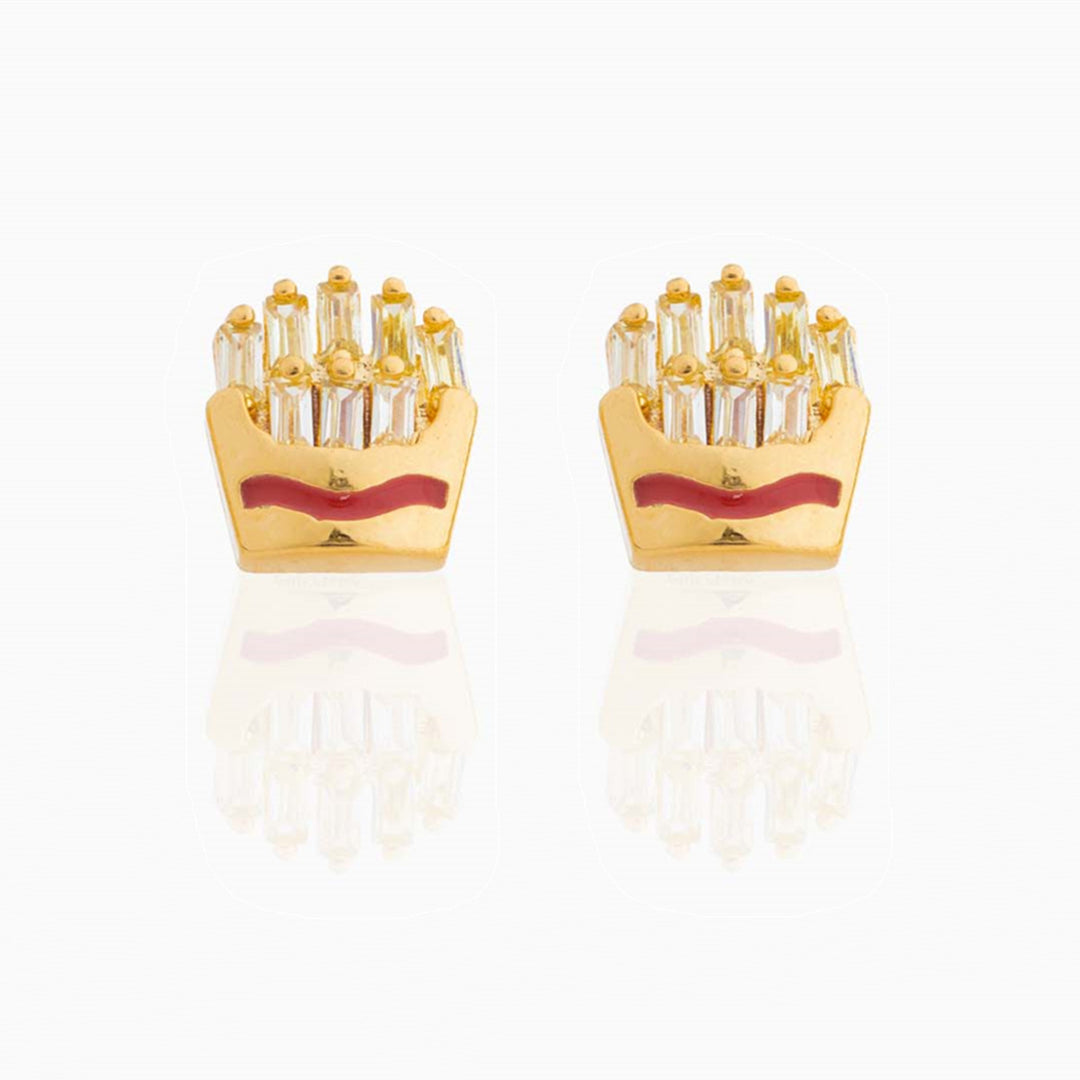 18K Real Gold Color-preserving Fruit Hamburger Series Ear Studs