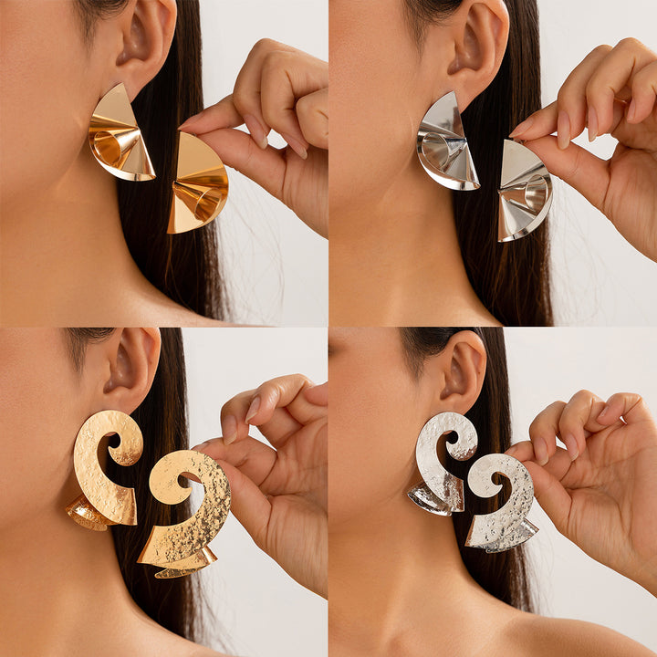 Geometric Trendy Female Irregular Earrings Double Layer