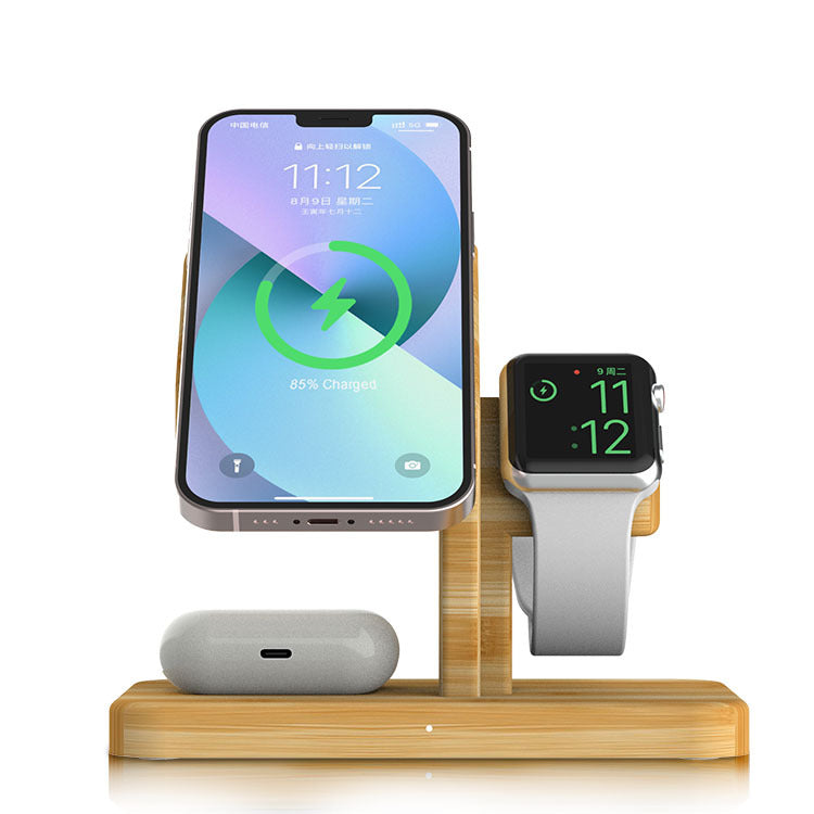 Bamboo Wireless Charger Three-in-one Multifunctional Desktop Phone Holder