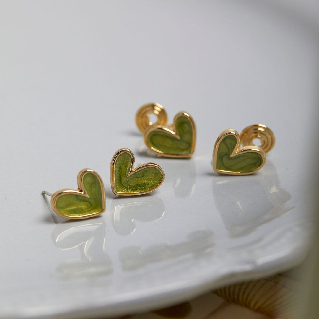 Women's Small Green Ear Studs Exquisite