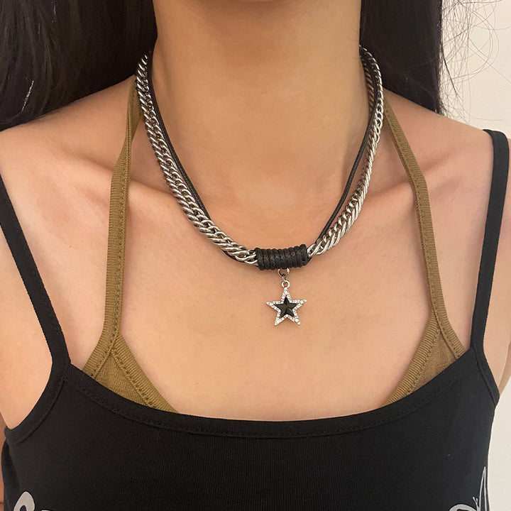 European And American Personalized Thick Chain Five-pointed Star Necklace