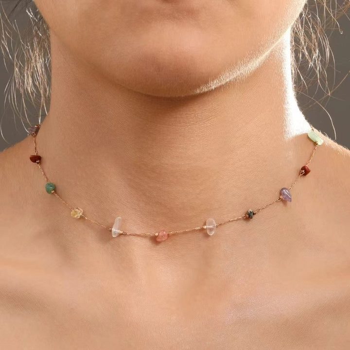 Colorful Rough Stone Irregular Simple Women's Necklace