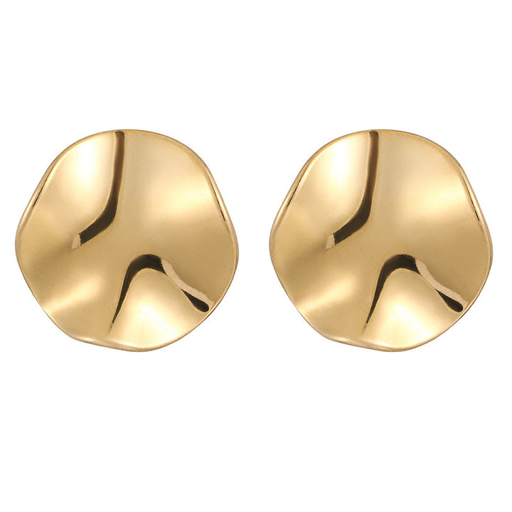 Large Round Glossy Stud Earrings Stainless Steel