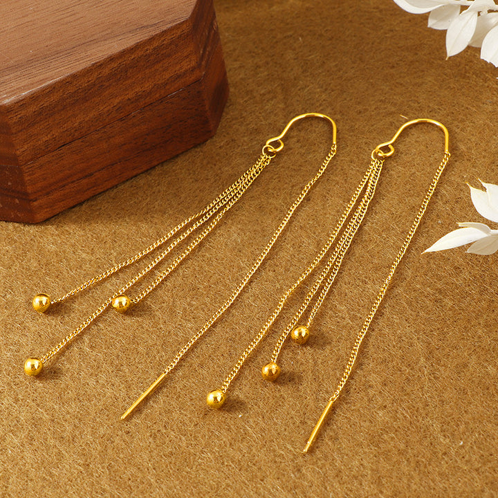 Tassel Hanging Earrings Female Titanium Steel Long Fashion Female