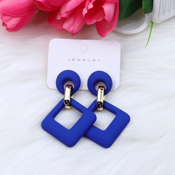 Summer Beach Colorful Fashion Earrings Diamond Hollow Ear Stud Acrylic