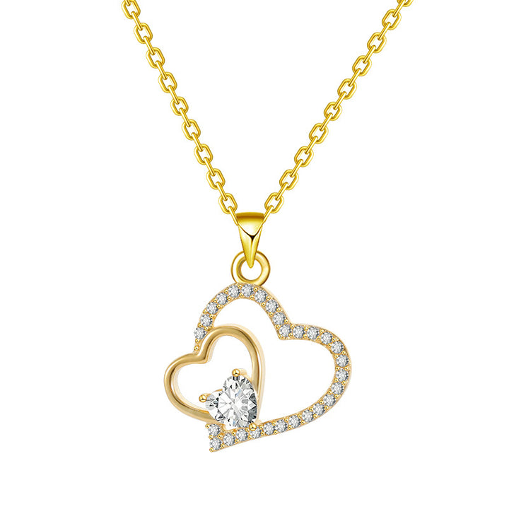 S925 Silver Heart Diamond Pendant Necklace