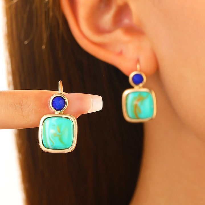 Simple Geometric Square Turquoise Earrings For Women