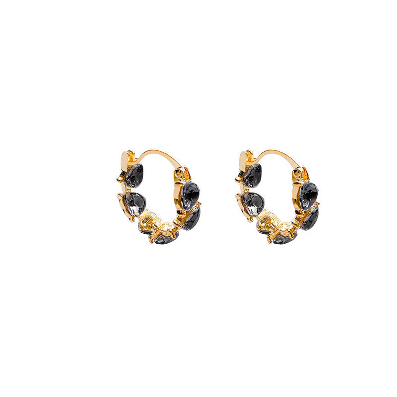 Fashion Black Loving Heart Zircon Earrings