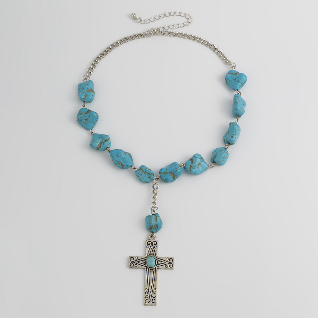 Cross Turquoise Alloy Colier simplu