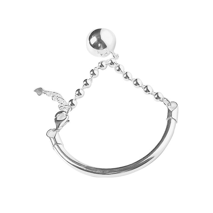 925 Sterling Silver Silver Glossy Round Brățară Brățară de deschidere feminină Brățară Simplă Temperat Simplu