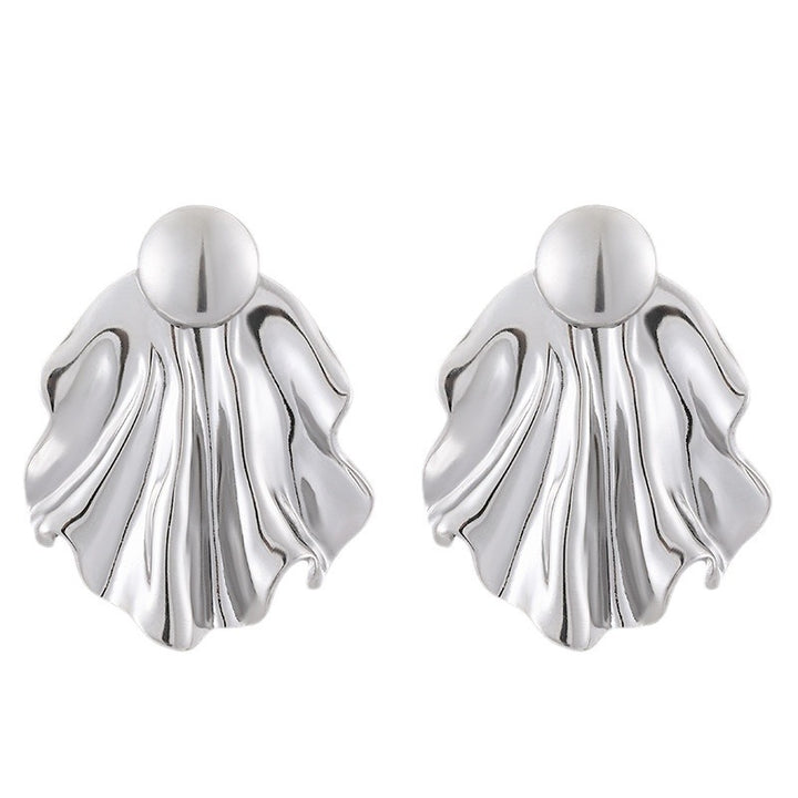 Simple Pleated Stainless Steel Exaggerated Gold Stud Earrings