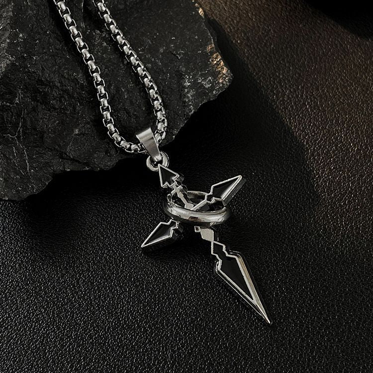 Cross Pendant Men's Trendy Sweater Pendant Titanium Steel Necklace