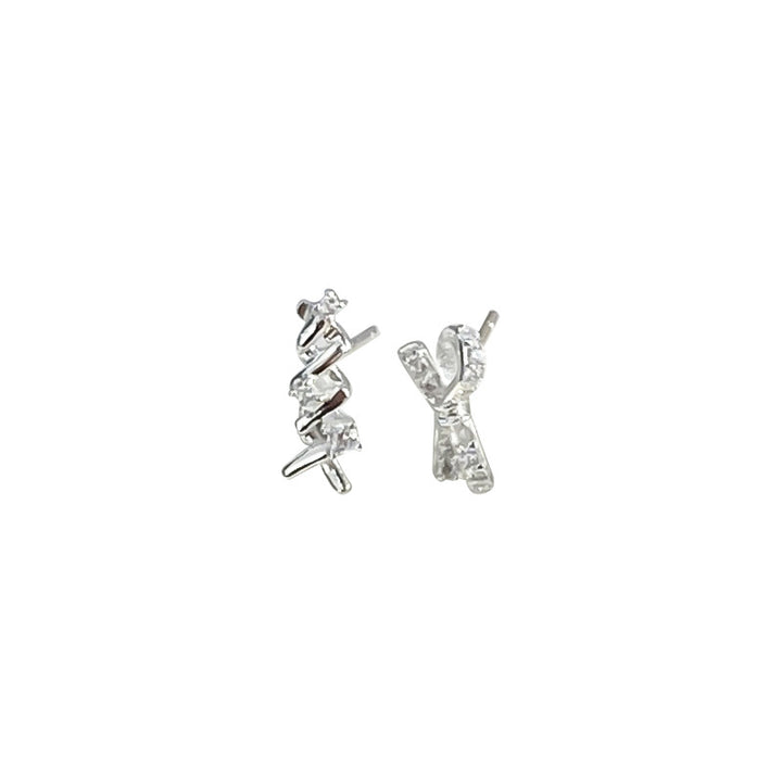 Women's Sterling Silver Pearl Leaf Stud Earrings