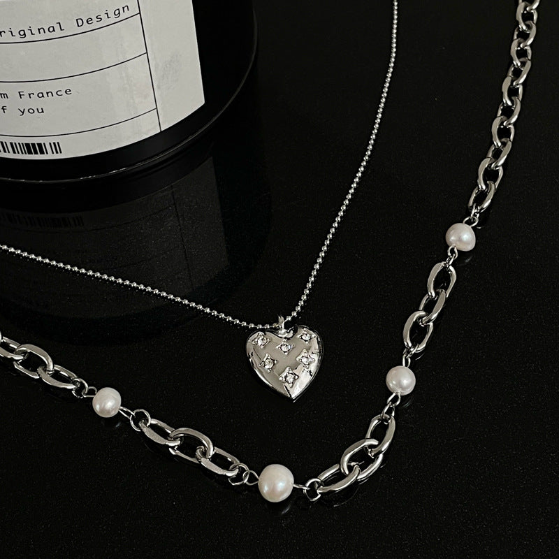 Sweet Cool Heart-shaped Multi-part Pearl Necklace