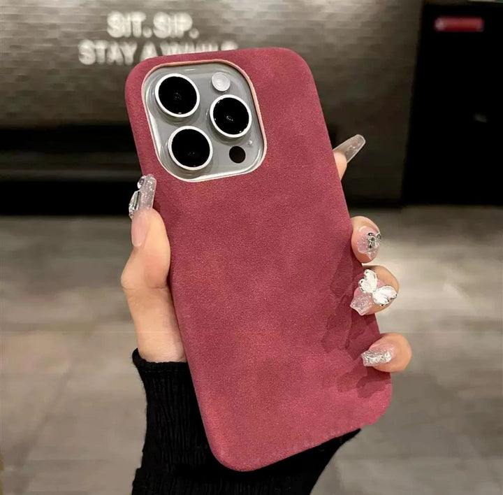 New High-grade Solid Color Suede Phone Case