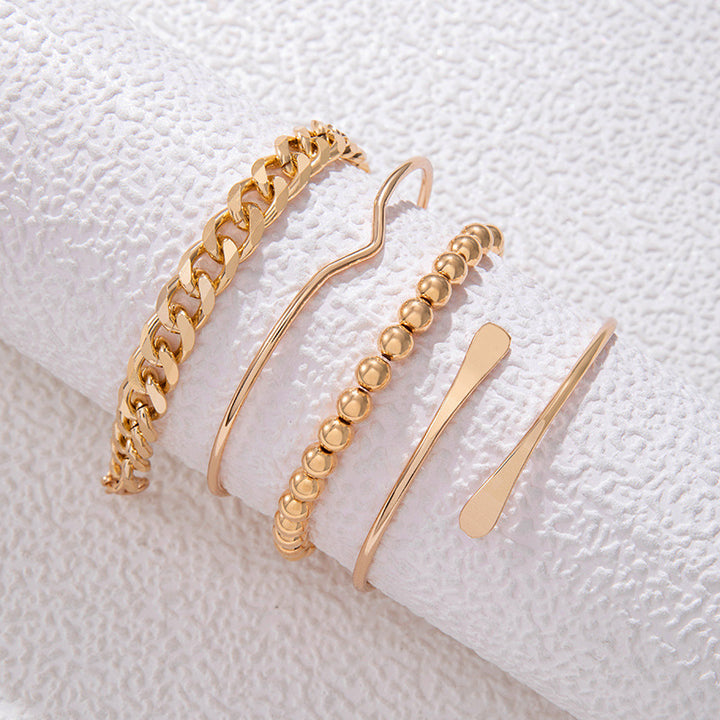 European And American Retro Simplicity Thick Chain Bracelet Stylish Opening Bracelet Twin Bracelet