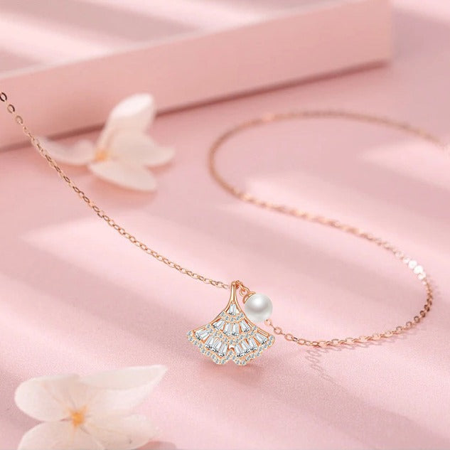 Ginkgo Leaf Sterling Silver Necklace For Women Light Luxury Minority Design S925