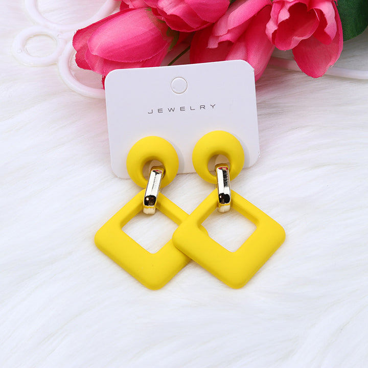 Summer Beach Colorful Fashion Earrings Diamond Hollow Ear Stud Acrylic