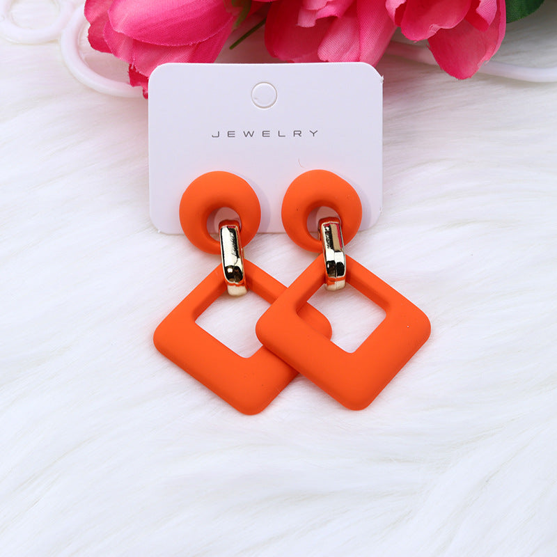 Summer Beach Colorful Fashion Earrings Diamond Hollow Ear Stud Acrylic