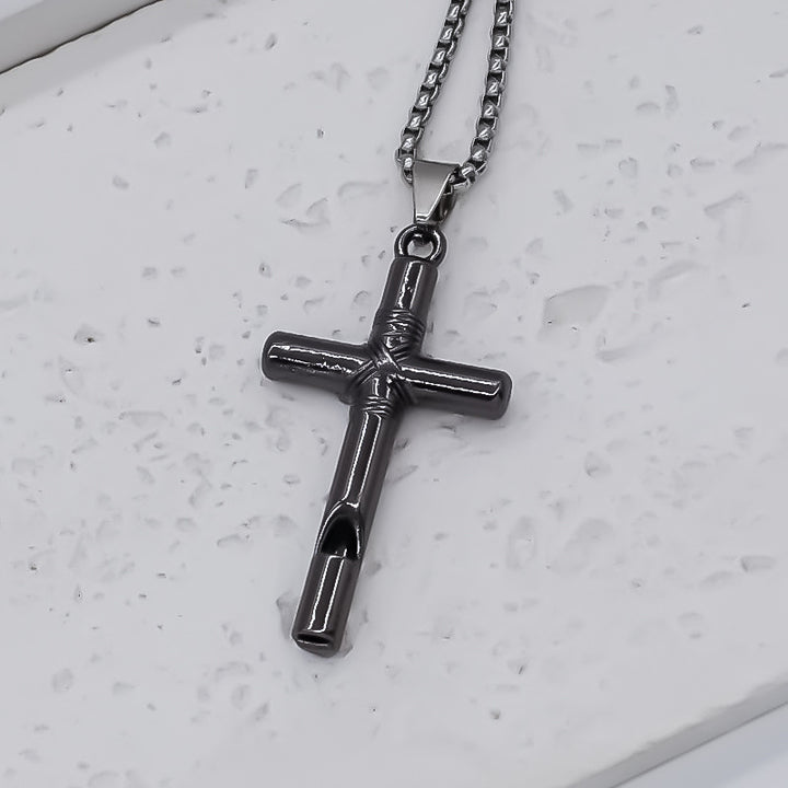 Cross Knife Pendant Men's Metal Alloy Necklace