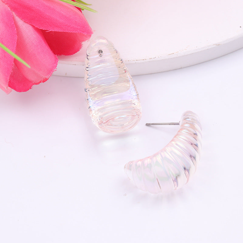 Geometric Electroplating Three-dimensional Thread Water Drop Acrylic Earrings