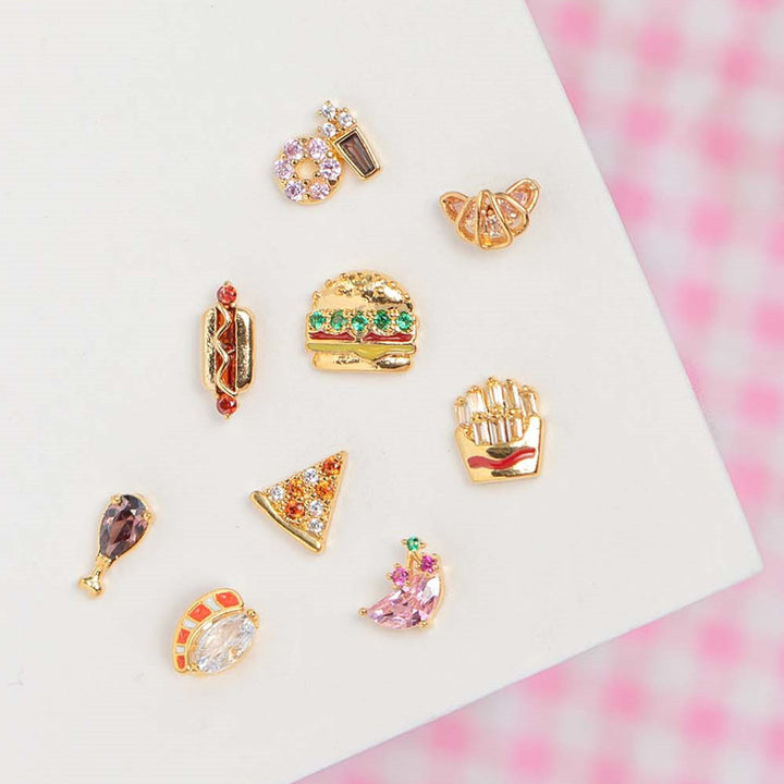 18K Real Gold Color-preserving Fruit Hamburger Series Ear Studs