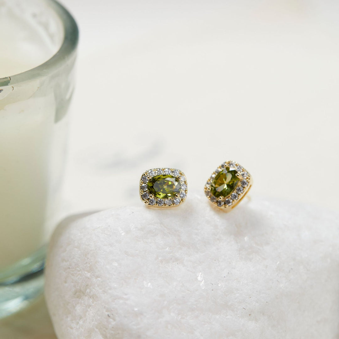 Olive Green Gemstone Earrings Female Niche