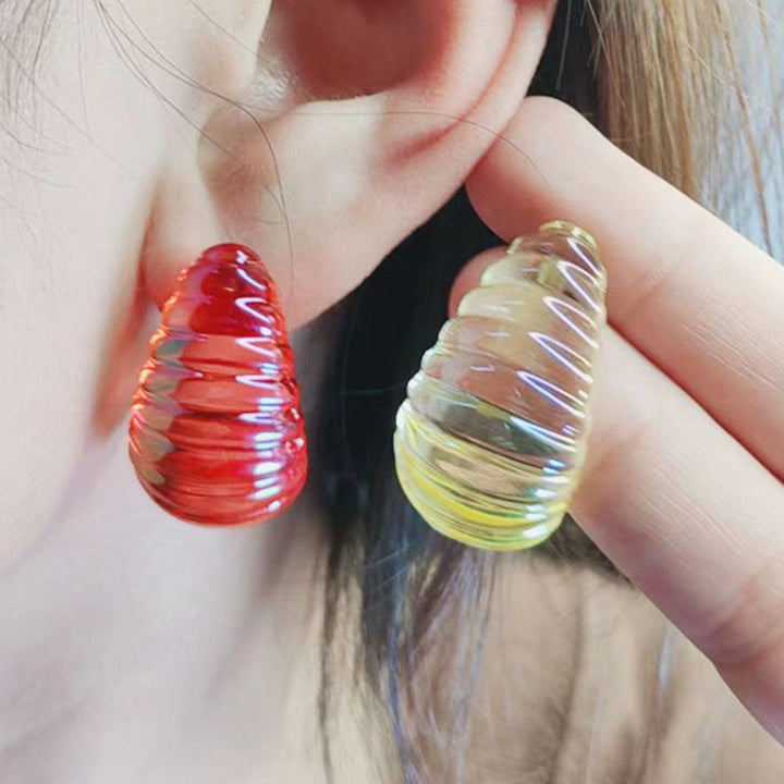 Geometric Electroplating Three-dimensional Thread Water Drop Acrylic Earrings