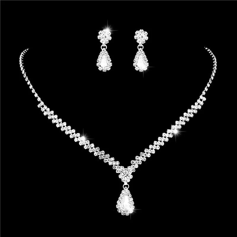 Fashion Bright Full Rhinestone Zircon Water Drop Necklace