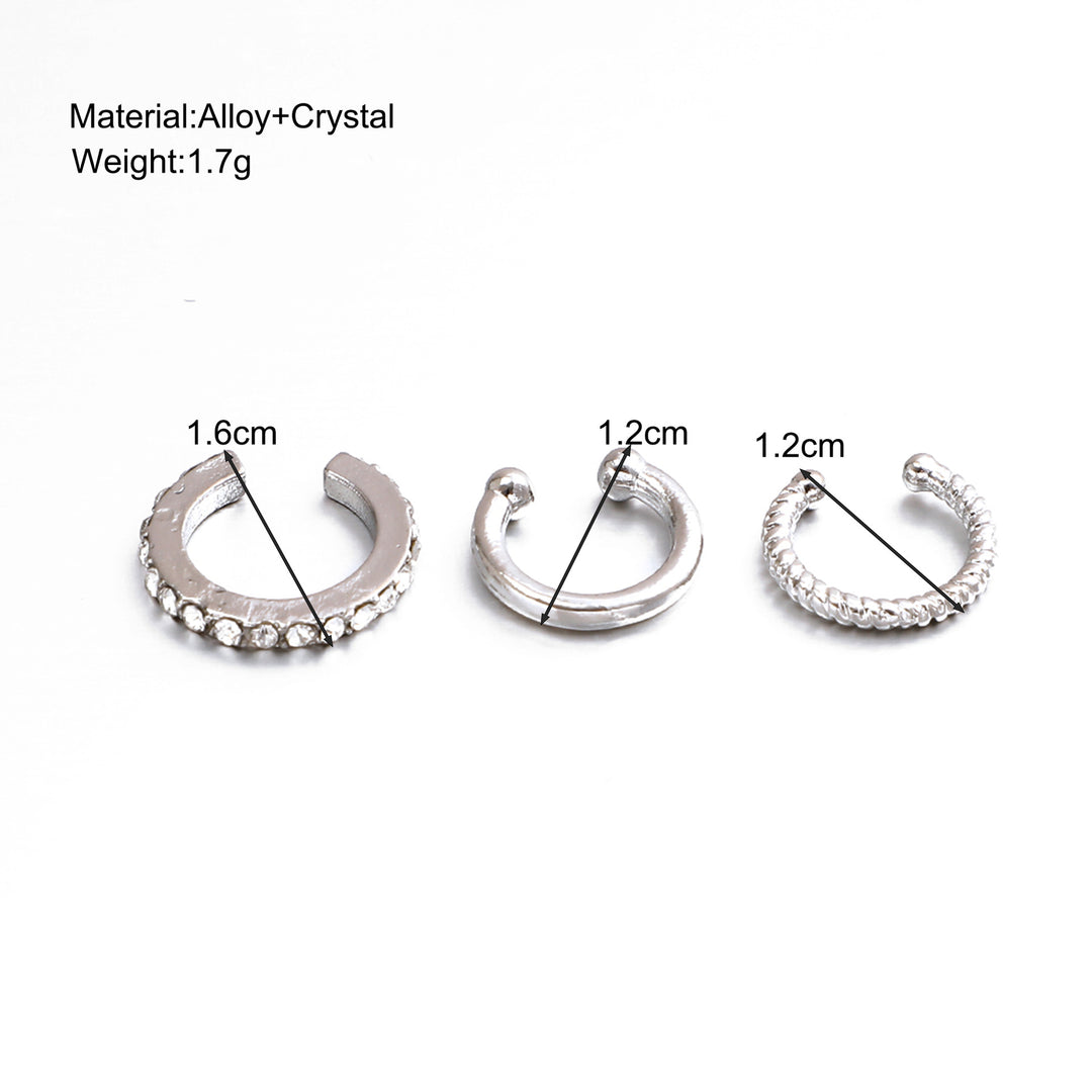 Diamond C-Type Ear Clip Fashion Set din trei piese