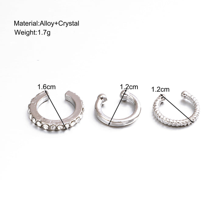 Diamond C-type Ear Clip Fashion Three-piece Set