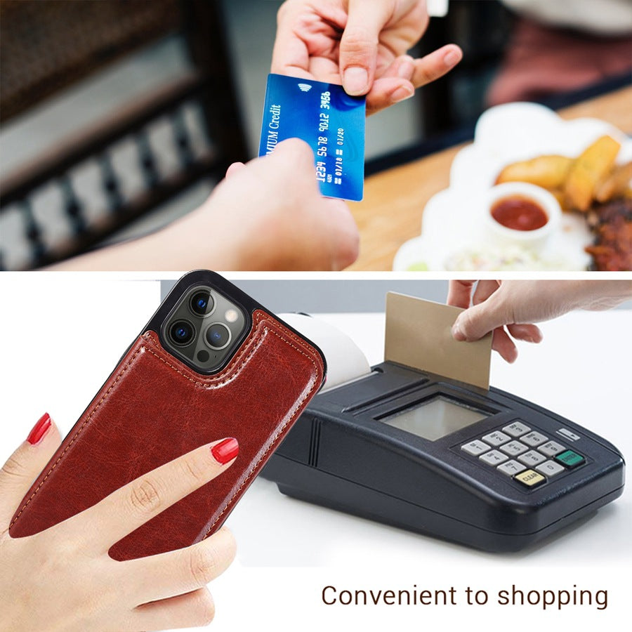 Solid Color Double Buckle Mobile Phone Leather Case