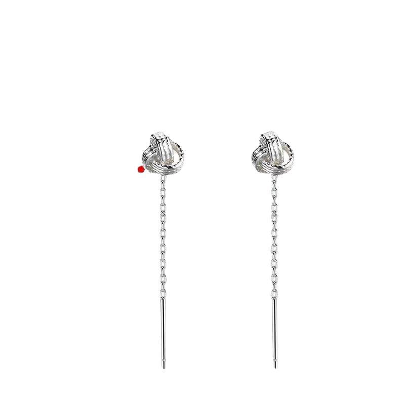 Women's Sterling Silver Ruyi Knot Stud Earrings