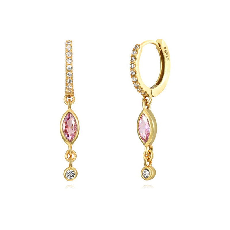 Women's Sterling Silver Needle Zircon Earrings