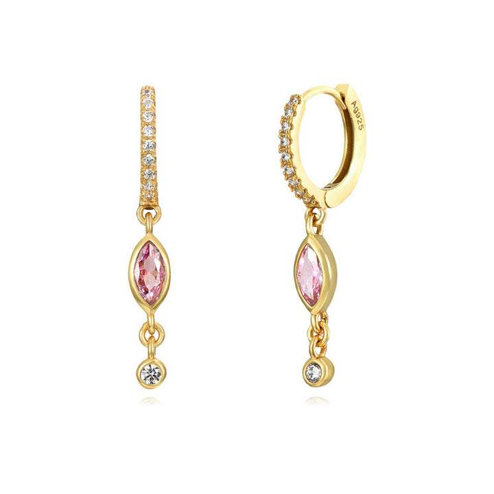 Women's Sterling Silver Needle Zircon Earrings